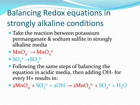 Ppt Balancing Redox Equations In Acidic Conditions Powerpoint