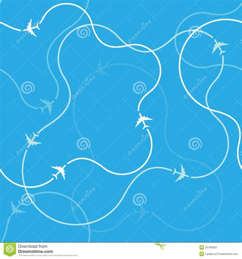 Seamless Background Pattern With Airplane Routes Stock Vector