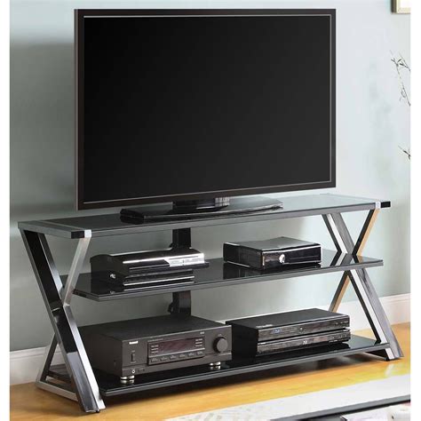 Whalen Furniture Black Tv Stand For 60 Flat Panel Tvs With Tempered