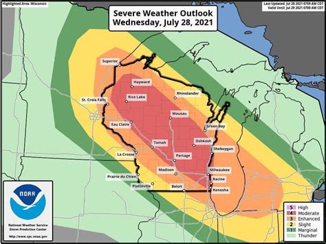 Updated Severe Weather Forecast For Wi Entire State In At Least