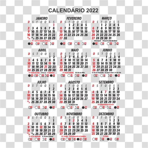 Modelo Calendário 2022 Feriados Png Baixar Imagens Em Png