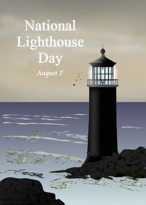 National Lighthouse Day August 7 Beacon Of Light Out To Sea Card Ad