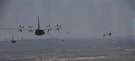 dyess little rock conduct largest formation flight in c 130j history air mobility command