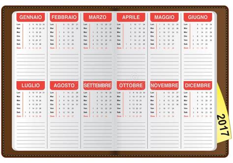 Calendario Italiano 2017 Illustrazione Di Stock Illustrazione Di Data