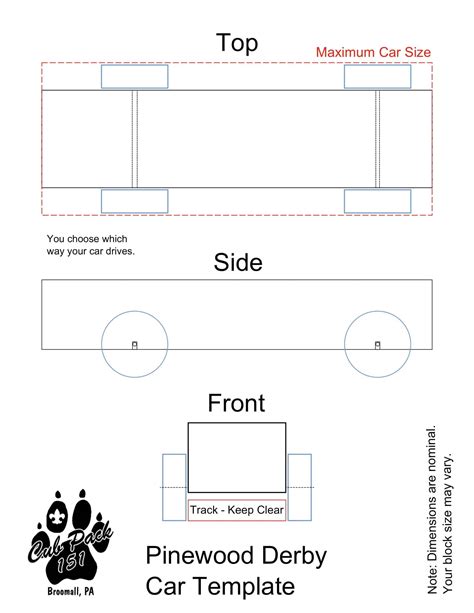 Free Printable Pinewood Derby Templates Pdf Fastest Speed Card