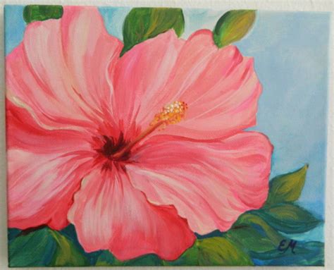 Original Hibiscus Flower Pink Hibiscus Flower Canvas T