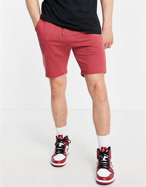 Asos Design Skinny Jersey Shorts In Dusty Red Asos