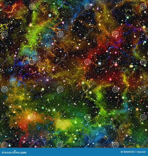 Abstract Colorful Universe Rainbow Colored Night Starry Sky