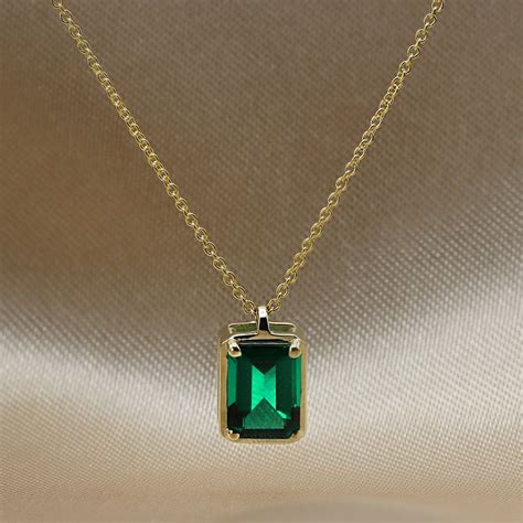 Emerald Necklace Green Emerald Gold Necklace Necklace Necklaces