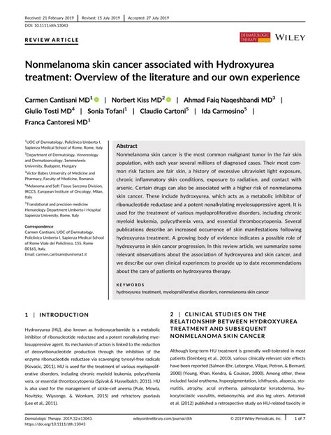 Non‐melanoma Skin Cancer Associated With Hydroxyurea Treatment