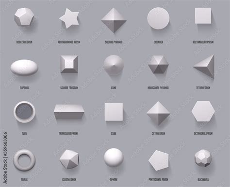 Obraz Hexagonal Realistic 3d Shapes Basic Geometric Shapes Math 3d