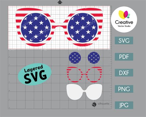American Flag Sunglasses Svg Bundle Creative Vector Studio