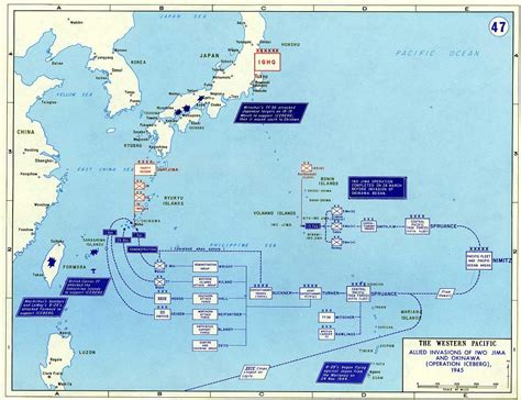 Map Map Depicting Allied Attacks On Honshu Iwo Jima Okinawa And