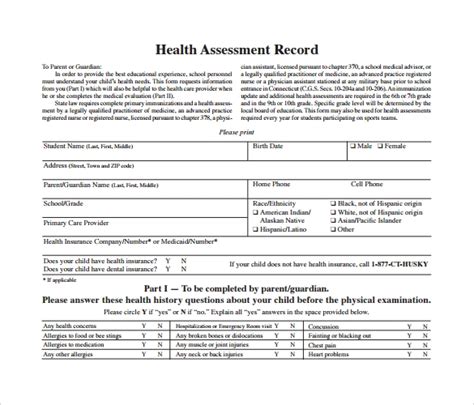Free 9 Health Assessment Samples In Pdf Ms Word