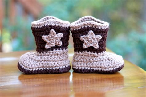 Crochet Baby Cowboy Boots Brown Baby Booties Size