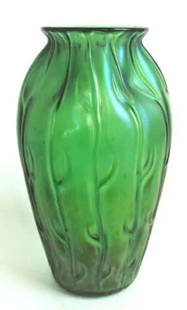 Loetz Neptun Creta 7 Green Iridescent Art Nouveau Glass Vase Antique Bohemian 144 00 Picclick
