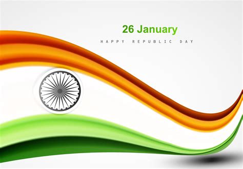 26 January Happy Republic Day With Indian Flag Download Free Vector