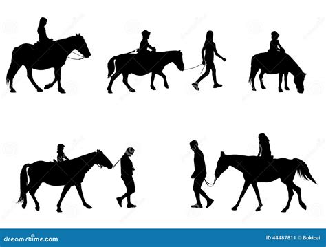 Riding Horses Silhouettes Vector Illustration 42513824