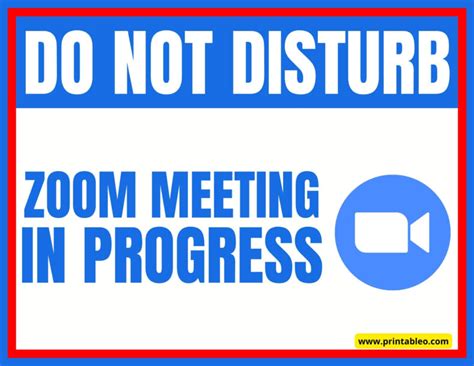 Zoom Meeting In Progress Sign Printable