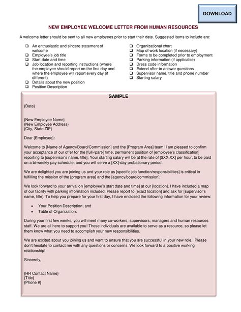 Welcome Letter Of Employment Template Free Pdf Format Welcome Letter