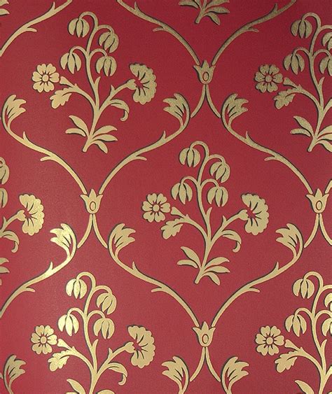 Download Vintage Red Gold Floral Background Vector Titanui By