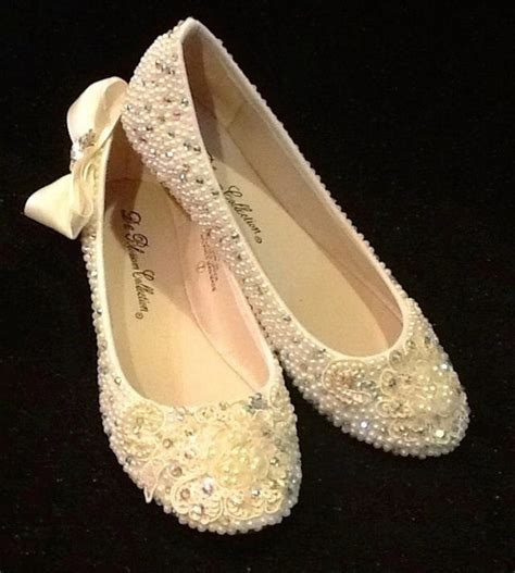 Plus Size Wedding Shoes Bridal Flats Beaded By Elfinacreation
