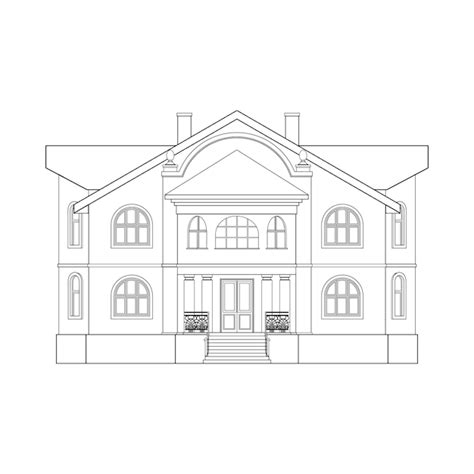 Premium Vector Beautiful Twostory House With Columns Vector Illustration