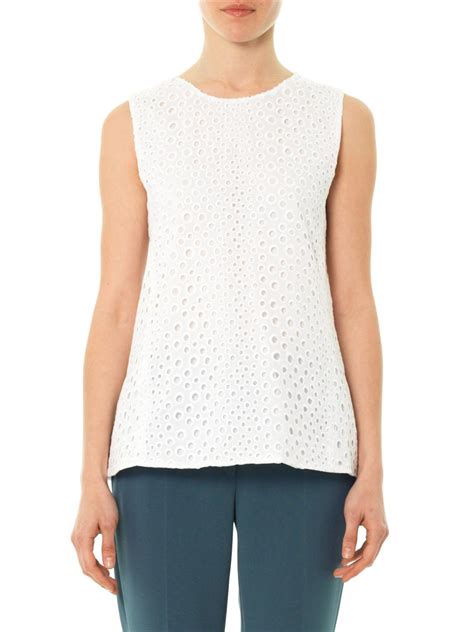Lyst Issa Broderie Anglaise Sleeveless Top In White