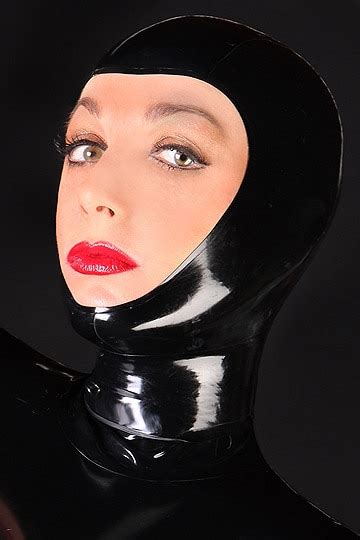 Natural Latex Women Rubber Head Hood Fetish Mask With Open Face In