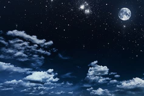 Fondo Cielo Nocturno Con Estrellas Y Luna Foto Premium
