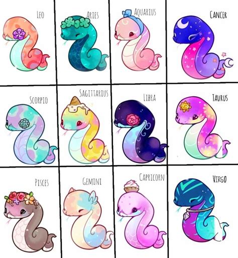 Snakes As Zodiac Zodiac Signs Pictures Cute Animal Drawings Kawaii