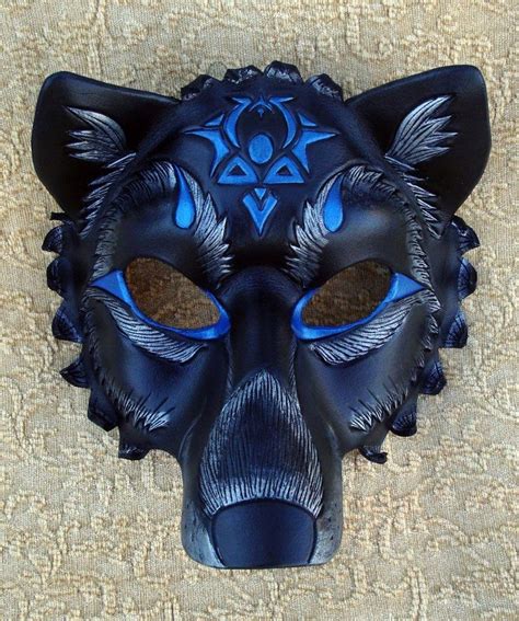 Custom Black Wolf Mask By Merimask On Deviantart Wolf Mask Kitsune