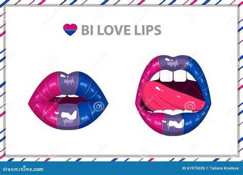 bisexual love passion lips set shining lipstick erotic open mouth stock vector illustration