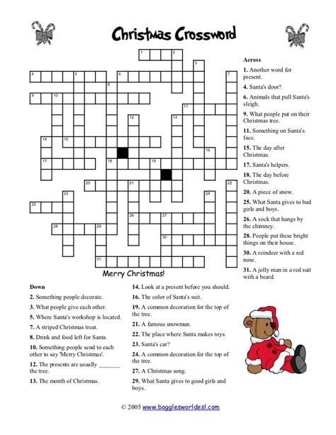 Christmas Crossword Not Too Easy