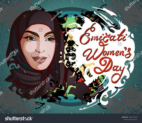 Illustration Dedicated Emirati Womens Day Portrait Stock Vector