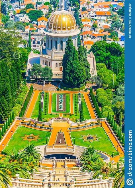 Aerial View Of Bahai Gardens In Haifa Israel Editorial Image Image