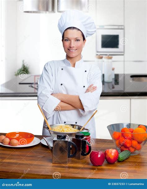 Chef Woman Portrait In The Kitchen Stock Photos Image 23037233