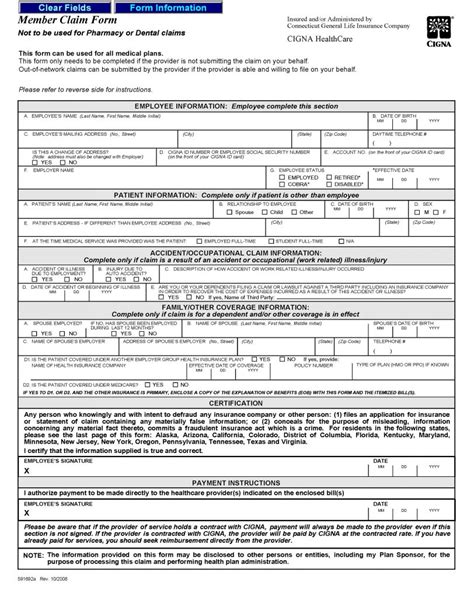 The name cigna was picked up when ina merged with connecticut general life insurance company in 1982. Cigna Medical Claim Form - PDF Format | e-database.org