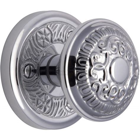 Baroque Period Decorative Mortice Door Knobs On Rose In Polished Chrome