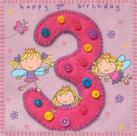 Buy Twizler 3rd Birthday Card For Girl With Fairy Princess And Butterfly Three Year Old Age