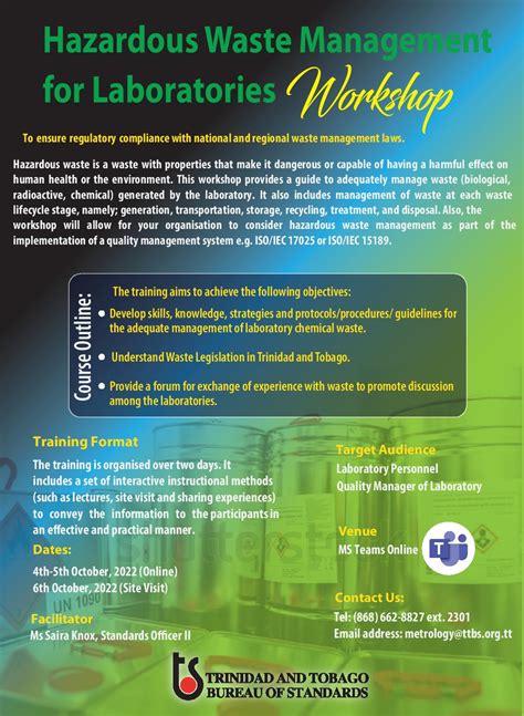 Hazardous Waste Management For Laboratories Workshop TTBS