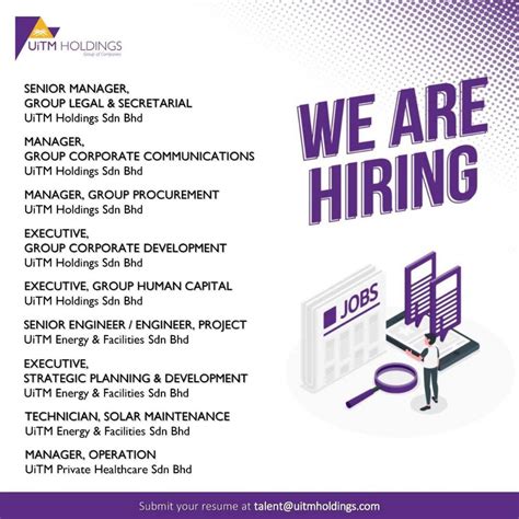 Presently get all the admittance to your. Job Malaysia - UiTM Holdings is hiring! Click here to ...