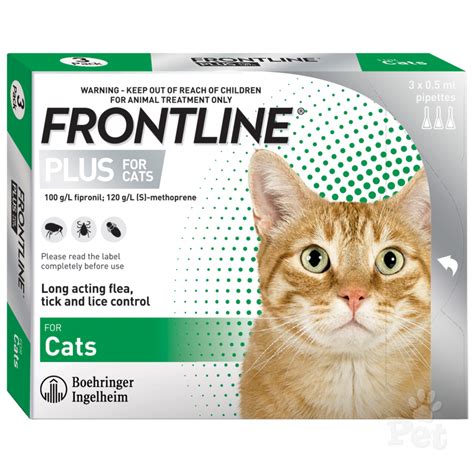 Frontline Cat 3 Pack Cat Flea Worm Topical Flea Treatments The