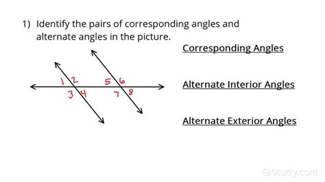 How To Identify Corresponding And Alternate Angles Geometry Study Com