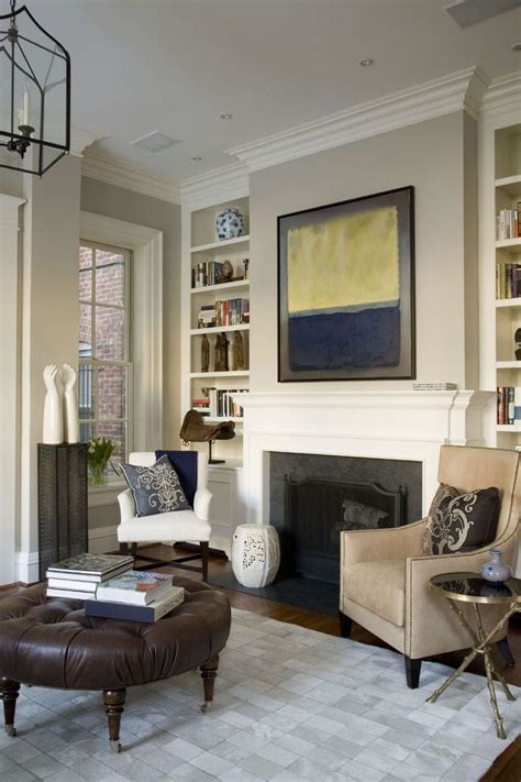 Benjamin Moore Edgecomb Gray For A Traditional Living Room With A Fireplace And Georgetwon House