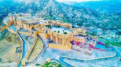 Aerial View Of Amer Fort Jaipur Travel Tourist Places Jaipur