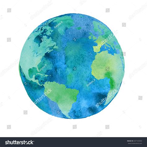 Hand Painted Earth Globe Watercolor Artwork Stock Illustration