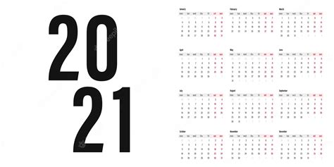 Calendario Tradicional Plantilla De Calendario 2021 El Calendario Comienza El Domingo