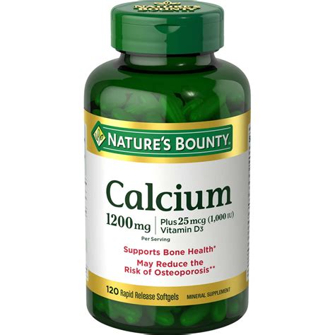 Natures Bounty Calcium Vitamin D3 Softgels 1200 Mg 120 Ct