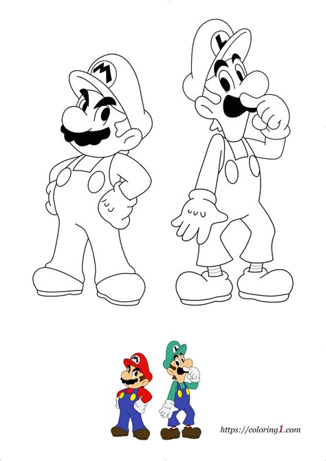 Coloriage Super Mario Bros Avec Luigi Dessin Mario A Imprimer Images